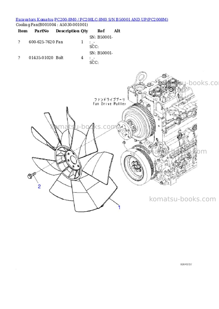 Komatsu pc200-8m0 / pc200lc-8m0 s/n b50001 and up Parts catalog cover Page 2 Komatsu pc200-8m0 / pc200lc-8m0 s/n b50001 and up Parts catalog cover Page 2