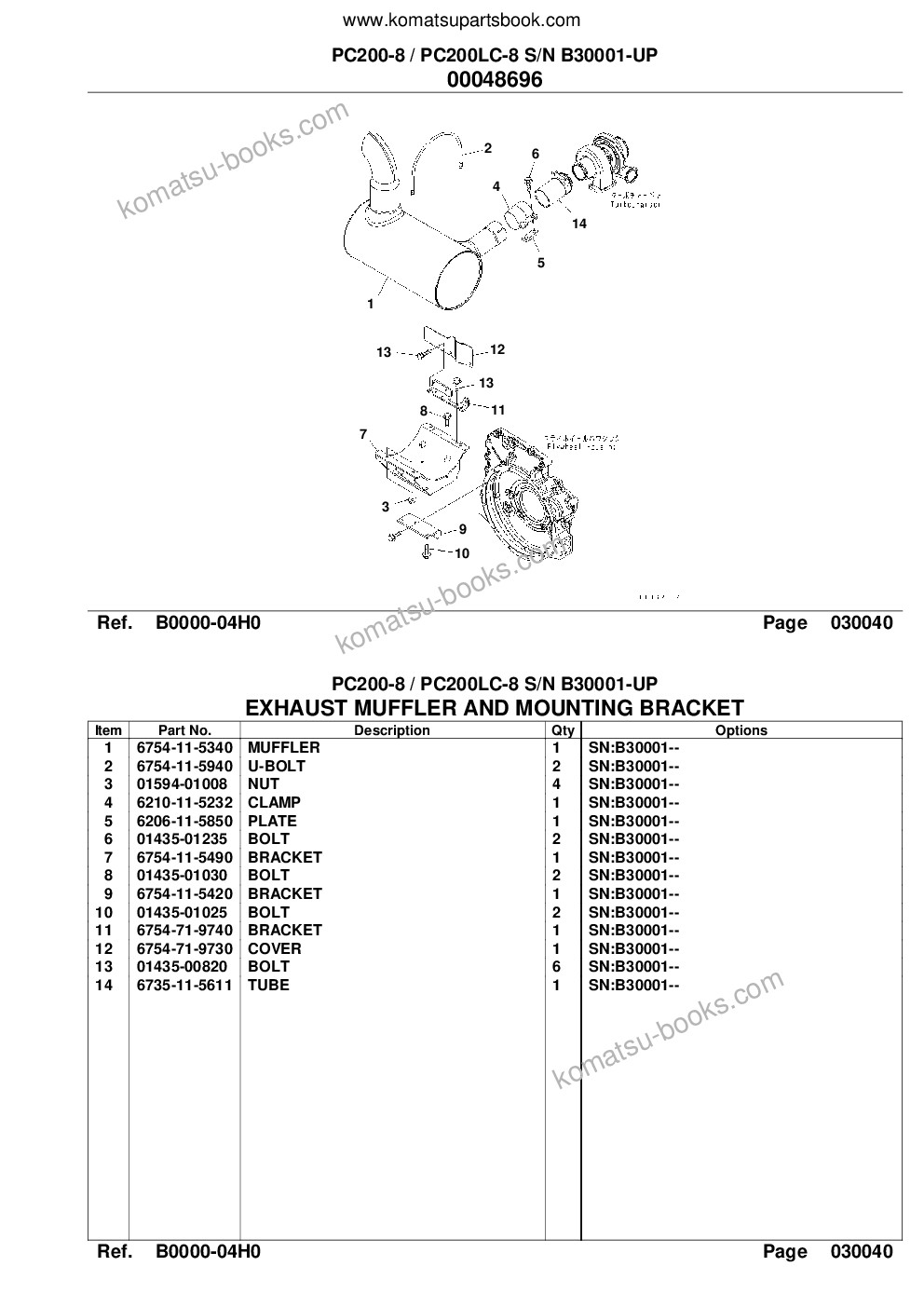 Komatsu pc200-8 / pc200lc-8 s/n b30001-up Catálogo de piezas cover Page 6