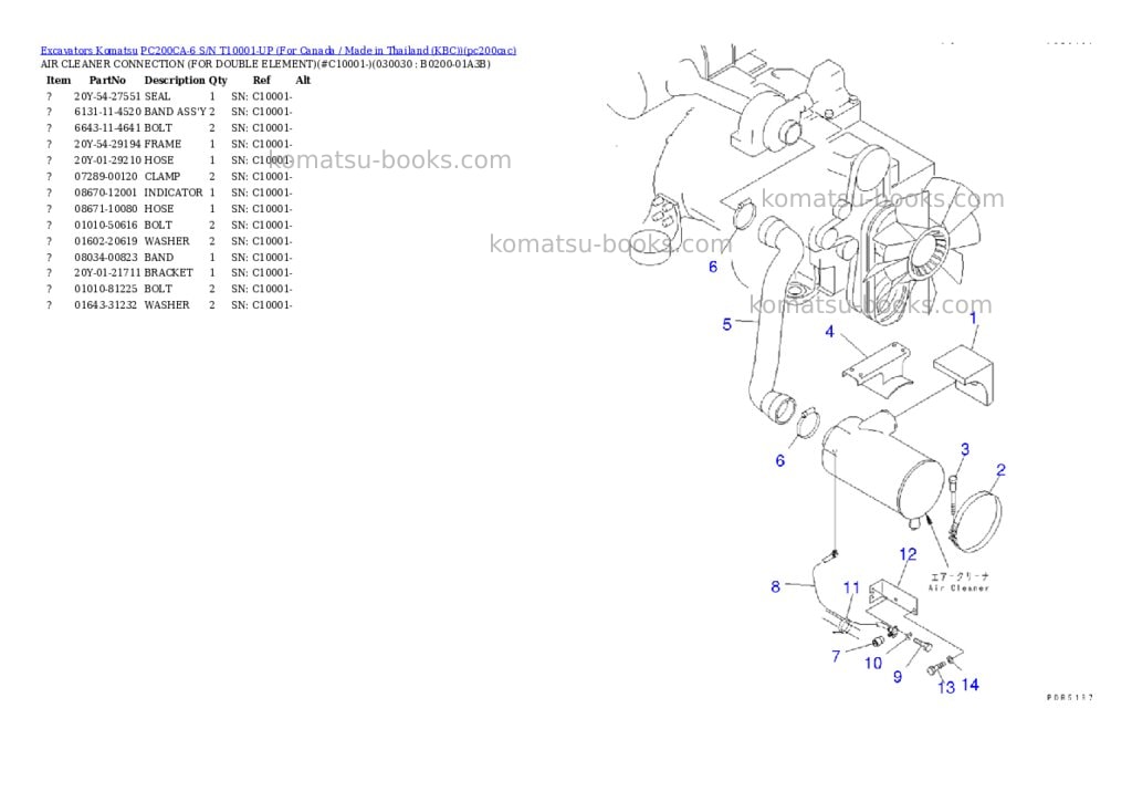 Komatsu pc200ca-6 s/n t10001-up for canada / made in thailand kbc Parts catalog cover Page 2