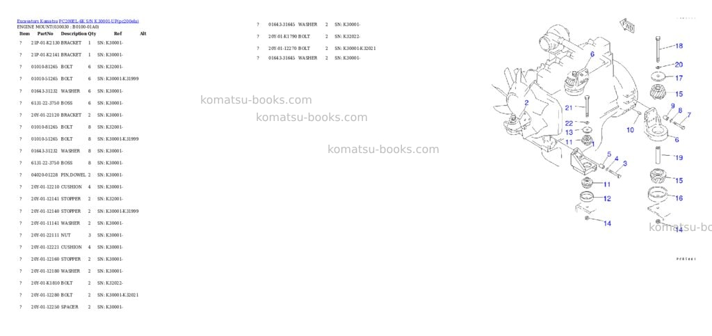 Komatsu pc200el-6k s/n k30001-up Parts catalog cover Page 2