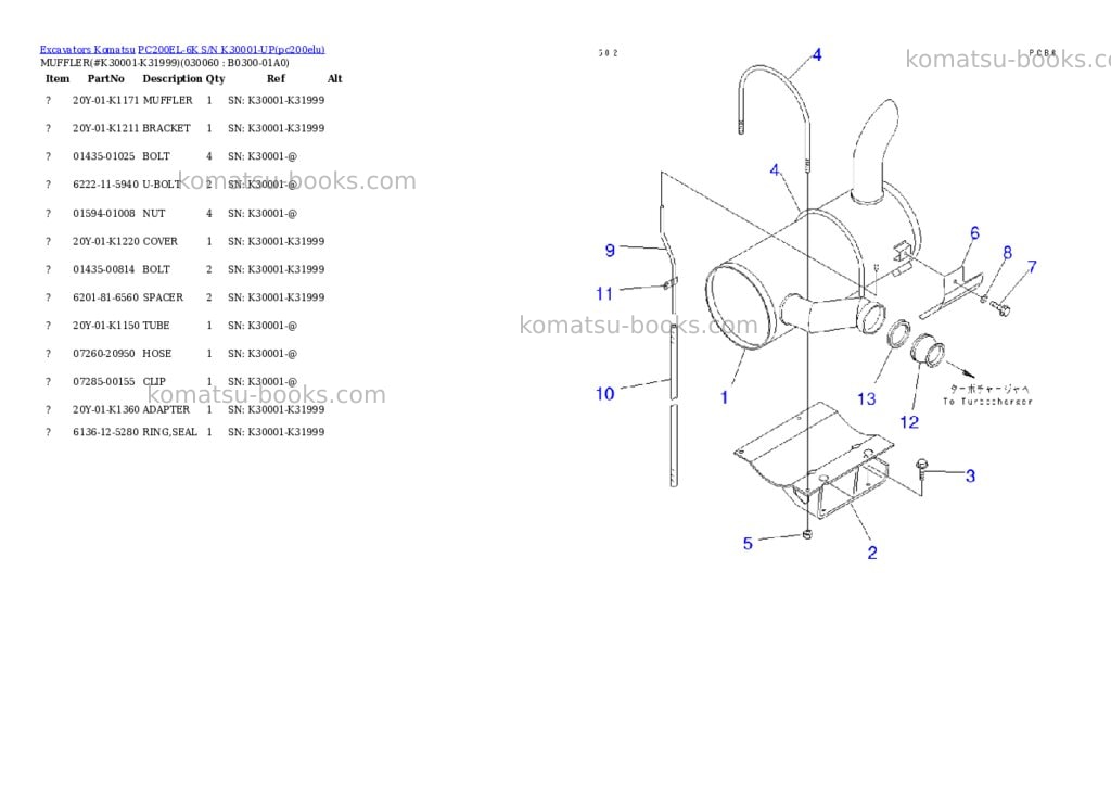 Komatsu pc200el-6k s/n k30001-up Parts catalog cover Page 5