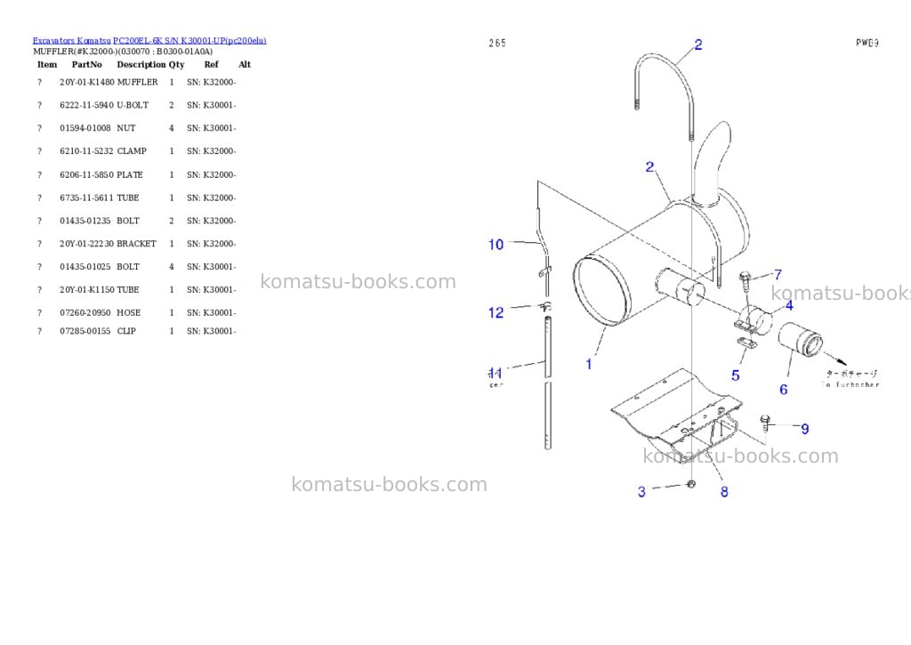 Komatsu pc200el-6k s/n k30001-up Parts catalog cover Page 6