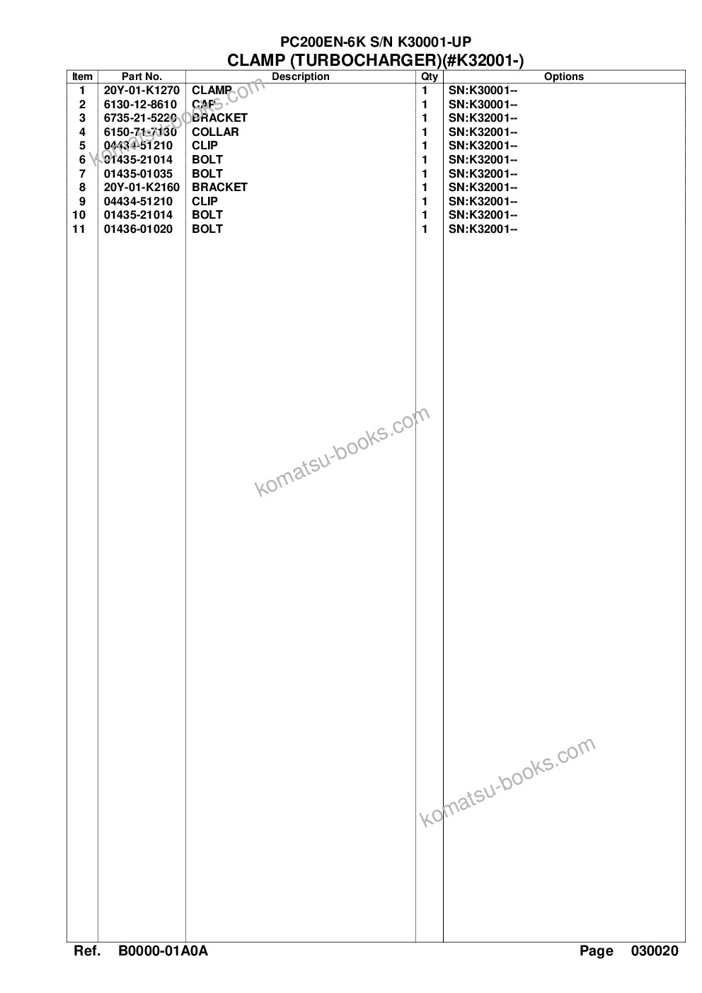 Komatsu pc200en-6k s/n k30001-up Parts catalog cover Page 6