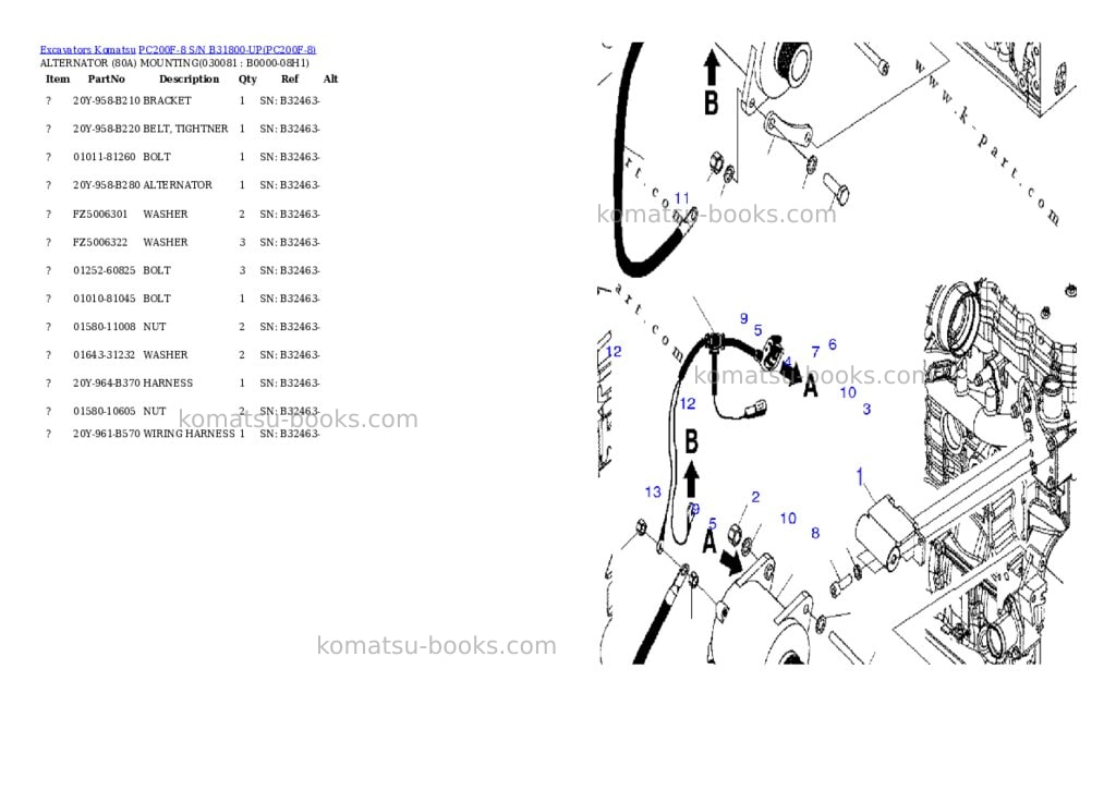 Komatsu pc200f-8 s/n b31800-up Parts catalog cover Page 3