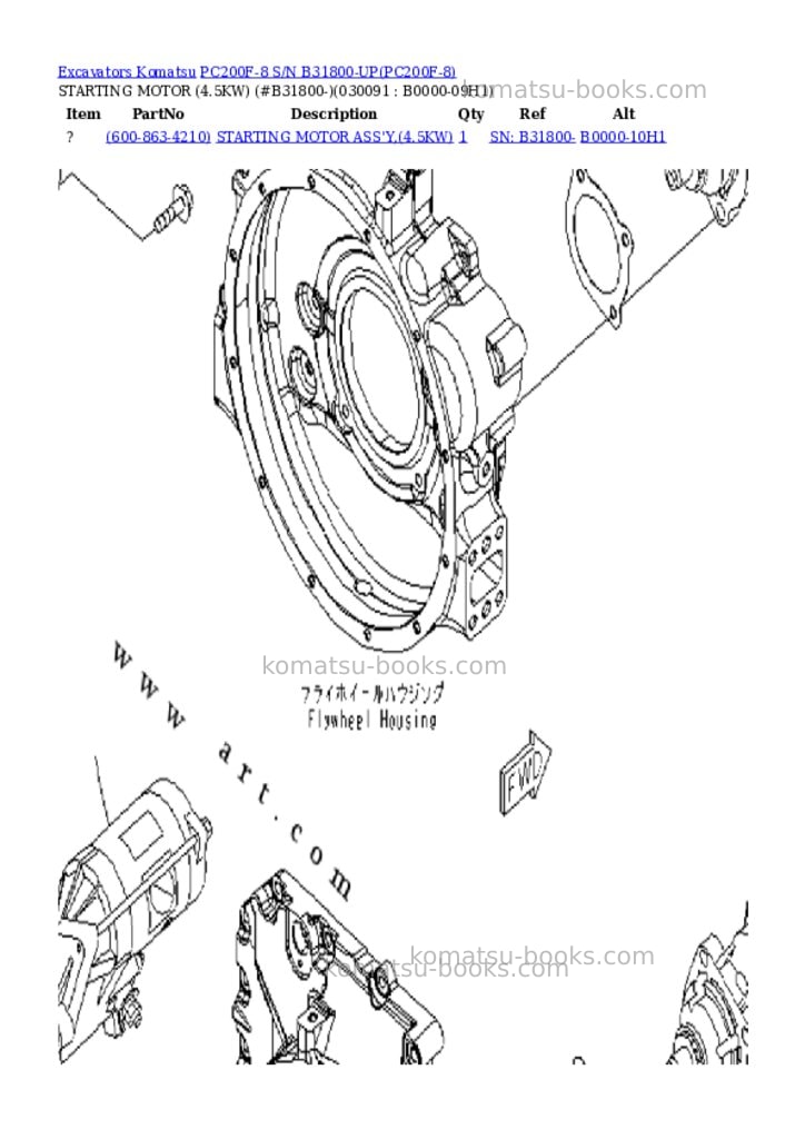 Komatsu pc200f-8 s/n b31800-up Parts catalog cover Page 4