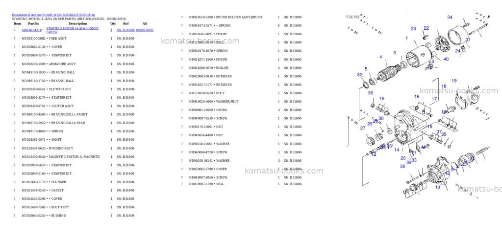 Komatsu pc200f-8 s/n b31800-up Parts catalog cover Page 5