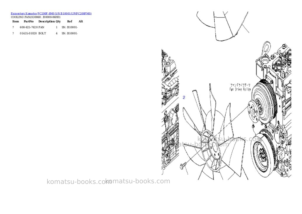Komatsu pc200f-8m0 s/n b10001-up Parts catalog cover Page 2 Komatsu pc200f-8m0 s/n b10001-up Parts catalog cover Page 2