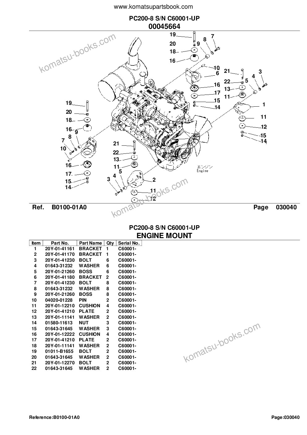 Komatsu PC200-8 S/N C60001-UP Catálogo de piezas cover Page 6
