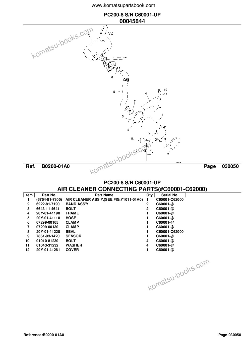 Komatsu PC200-8 S/N C60001-UP Catálogo de piezas cover Page 7