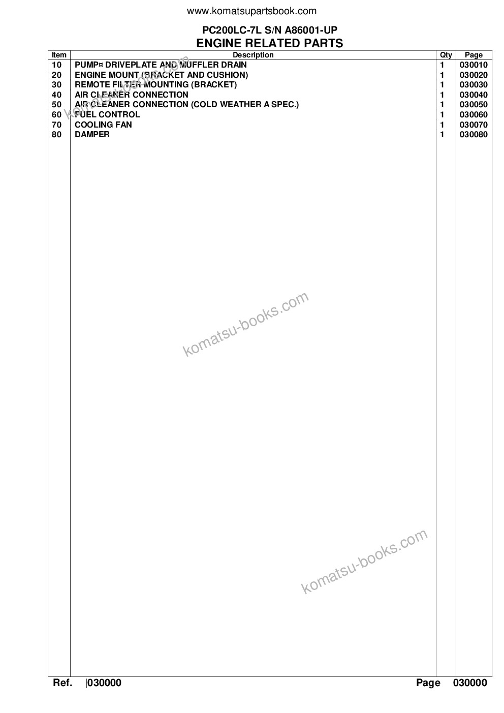 Komatsu pc200lc-7l s/n a86001-up Parts catalog cover Page 2