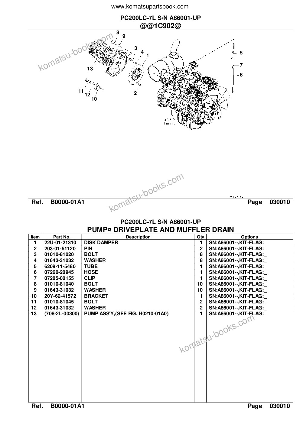 Komatsu pc200lc-7l s/n a86001-up Parts catalog cover Page 3