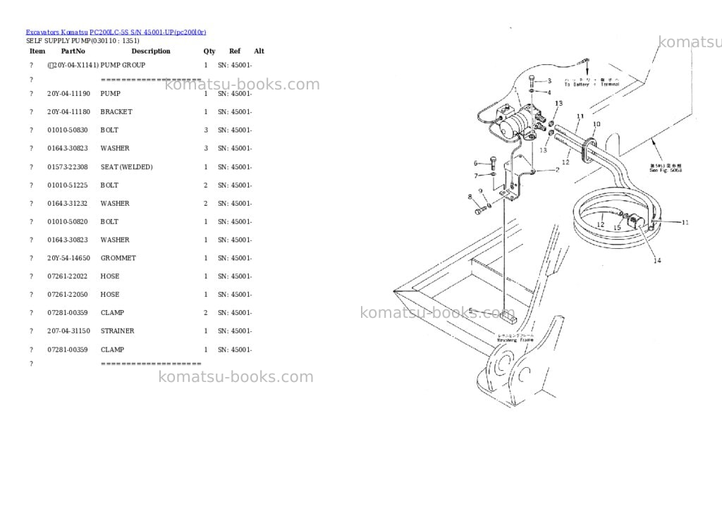 Komatsu pc200lc-5s s/n 45001-up Parts catalog cover Page 10