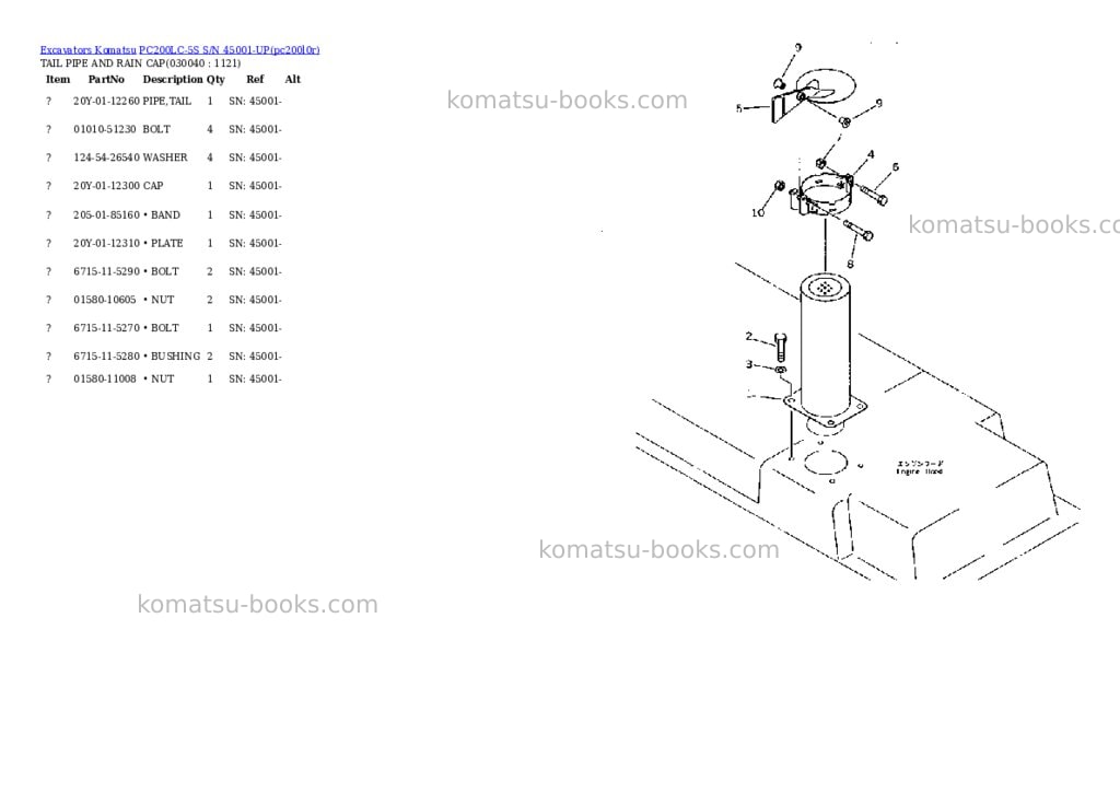 Komatsu pc200lc-5s s/n 45001-up Parts catalog cover Page 3