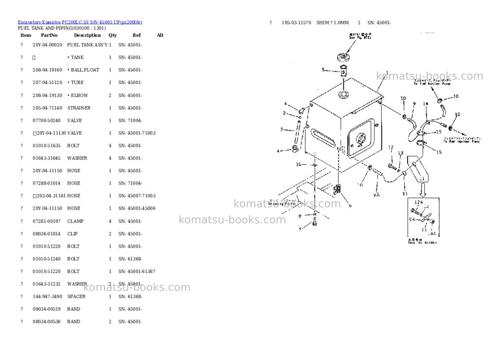 Komatsu pc200lc-5s s/n 45001-up Parts catalog cover Page 9