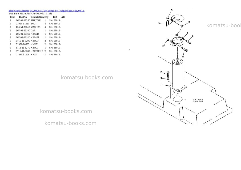 Komatsu pc200lc-5t s/n 58019-up mighty spec. Parts catalog cover Page 3