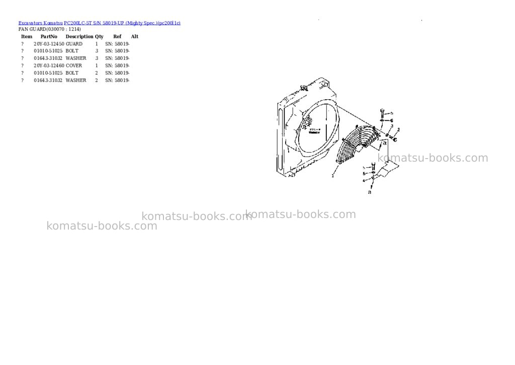 Komatsu pc200lc-5t s/n 58019-up mighty spec. Parts catalog cover Page 6