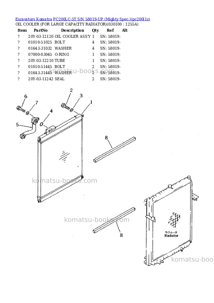 Komatsu pc200lc-5t s/n 58019-up mighty spec. Parts catalog cover Page 9
