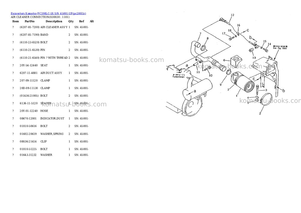 Komatsu pc200lc-5x s/n 45001-up Parts catalog cover Page 2