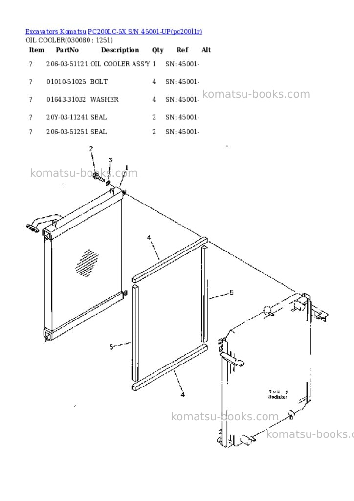 Komatsu pc200lc-5x s/n 45001-up Parts catalog cover Page 7