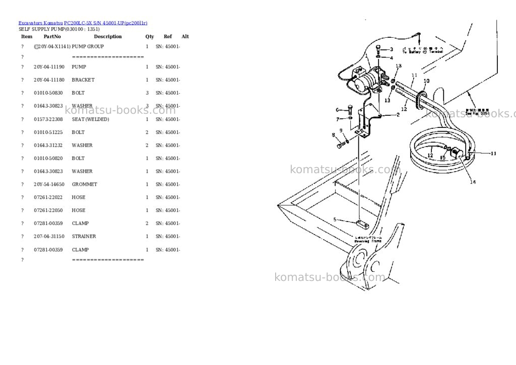 Komatsu pc200lc-5x s/n 45001-up Parts catalog cover Page 9