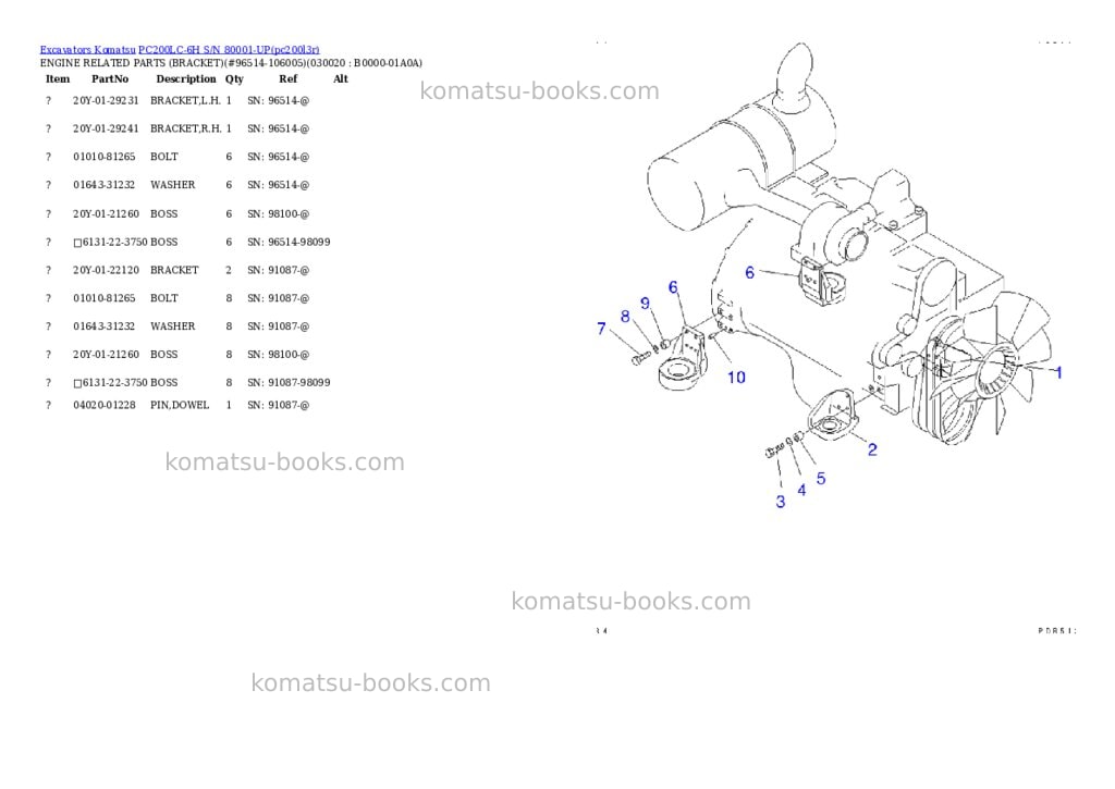 Komatsu pc200lc-6h s/n 80001-up hyper gx spec. Parts catalog cover Komatsu pc200lc-6h s/n 80001-up hyper gx spec. Parts catalog cover