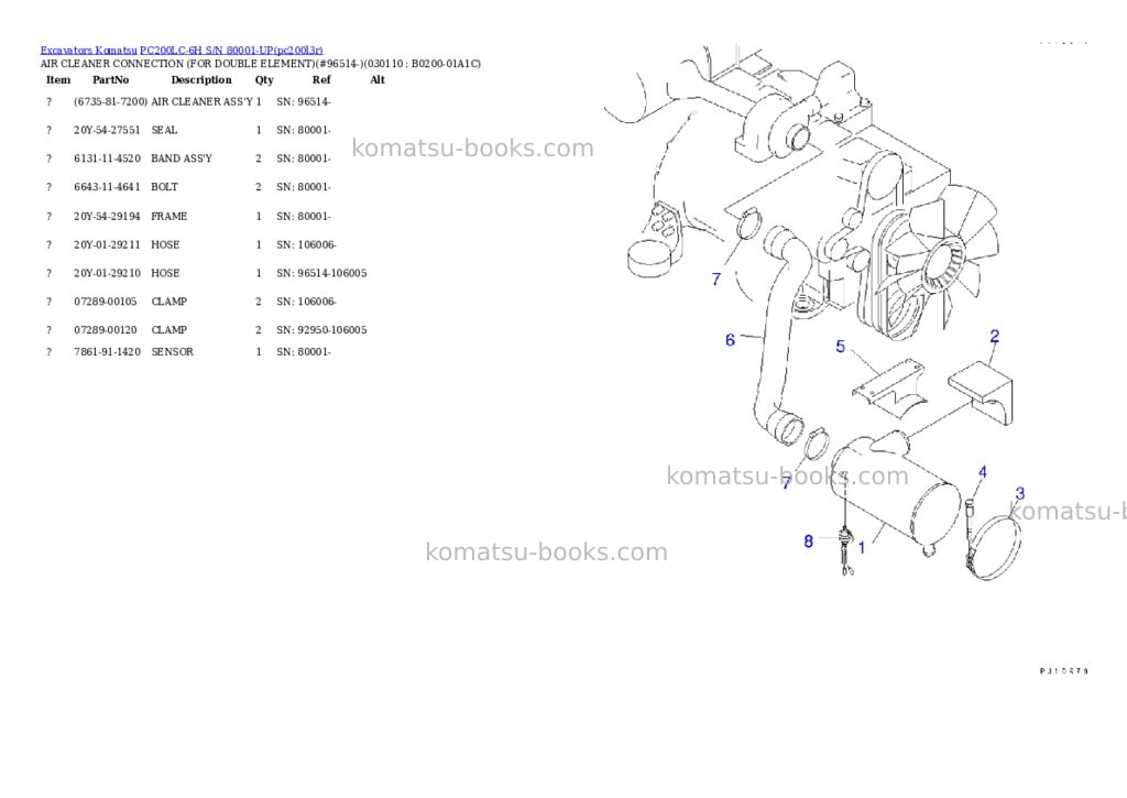 Komatsu pc200lc-6h s/n 80001-up hyper gx spec. Parts catalog cover Page 10 Komatsu pc200lc-6h s/n 80001-up hyper gx spec. Parts catalog cover Page 10