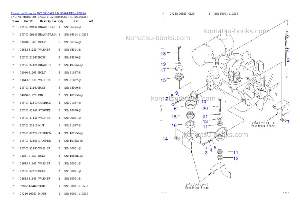 Komatsu pc200lc-6h s/n 80001-up hyper gx spec. Parts catalog cover Page 5 Komatsu pc200lc-6h s/n 80001-up hyper gx spec. Parts catalog cover Page 5
