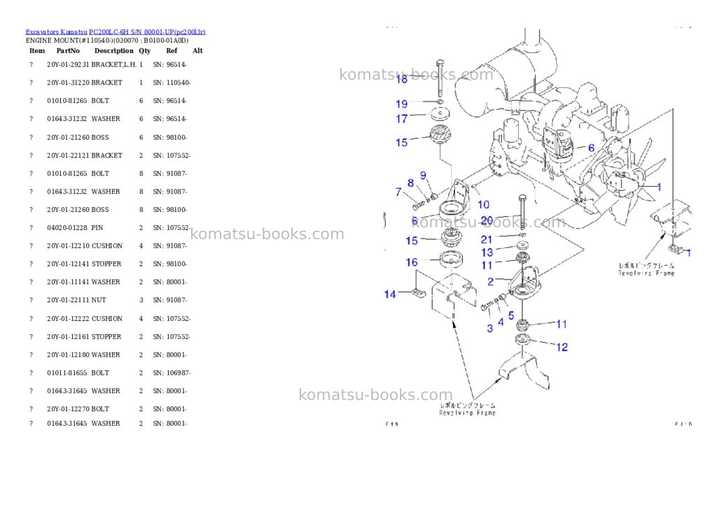 Komatsu pc200lc-6h s/n 80001-up hyper gx spec. Parts catalog cover Page 6 Komatsu pc200lc-6h s/n 80001-up hyper gx spec. Parts catalog cover Page 6