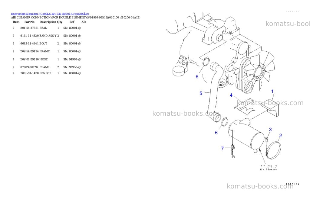Komatsu pc200lc-6h s/n 80001-up hyper gx spec. Parts catalog cover Page 9 Komatsu pc200lc-6h s/n 80001-up hyper gx spec. Parts catalog cover Page 9