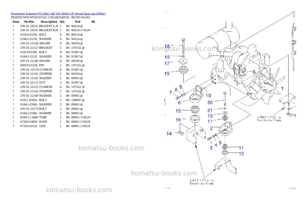 Komatsu pc200lc-6z s/n 80001-up excel spec. Parts catalog cover Page 2