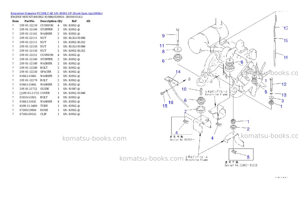 Komatsu pc200lc-6z s/n 80001-up excel spec. Parts catalog cover Page 4