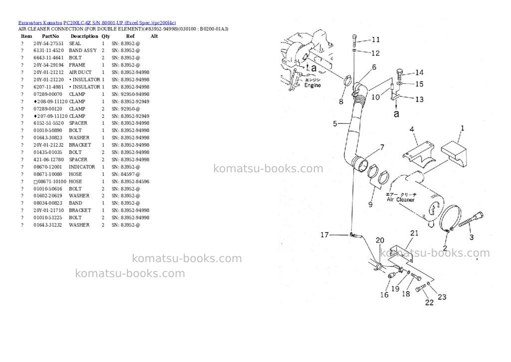 Komatsu pc200lc-6z s/n 80001-up excel spec. Parts catalog cover Page 9