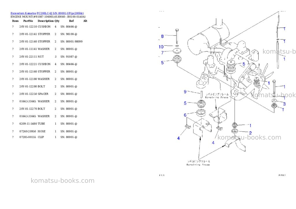 Komatsu pc200lc-6j s/n 80001-up Parts catalog cover Page 3