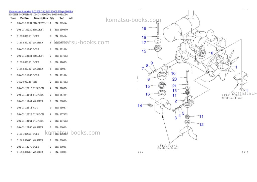 Komatsu pc200lc-6j s/n 80001-up Parts catalog cover Page 6