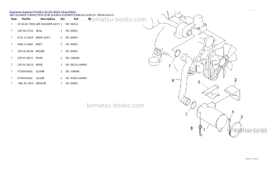 Komatsu pc200lc-6s s/n 80001-up Parts catalog cover Page 10