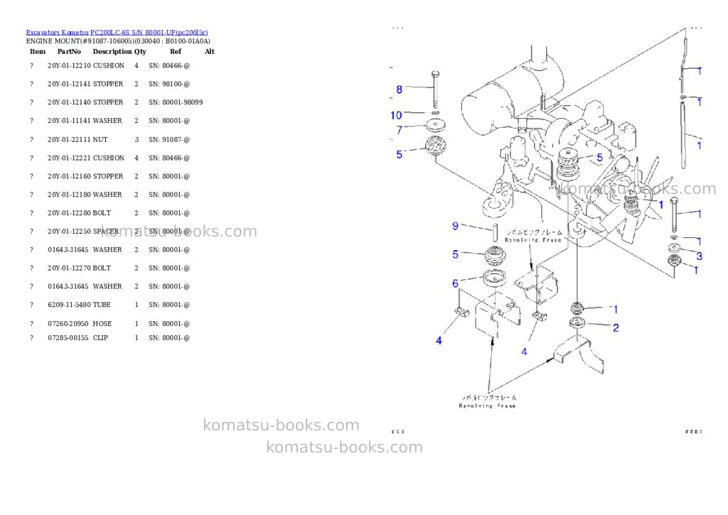 Komatsu pc200lc-6s s/n 80001-up Parts catalog cover Page 3