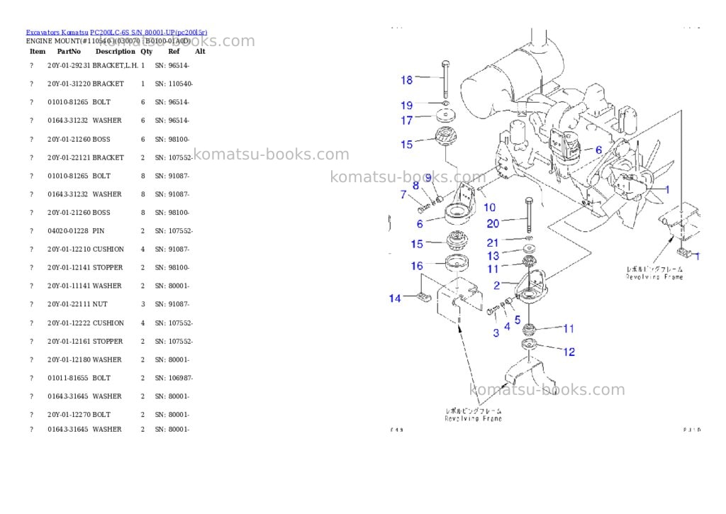 Komatsu pc200lc-6s s/n 80001-up Parts catalog cover Page 6
