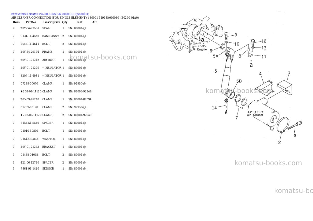 Komatsu pc200lc-6s s/n 80001-up Parts catalog cover Page 7