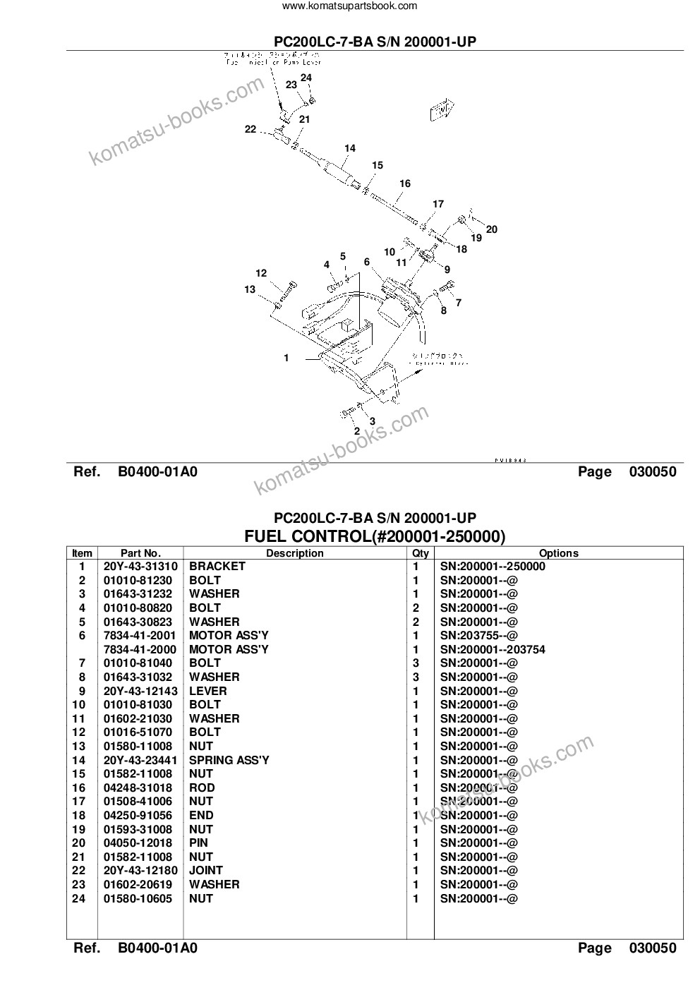 Komatsu pc200lc-7-ba s/n 200001-up Parts catalog cover Page 7