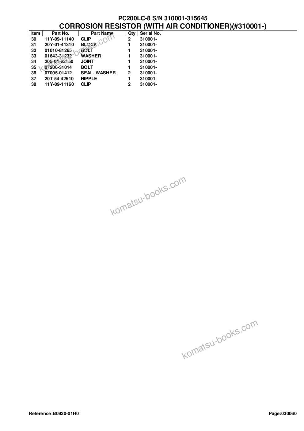 Komatsu pc200lc-8 s/n 310001-315645 Parts catalog cover Page 9 Komatsu pc200lc-8 s/n 310001-315645 Parts catalog cover Page 9