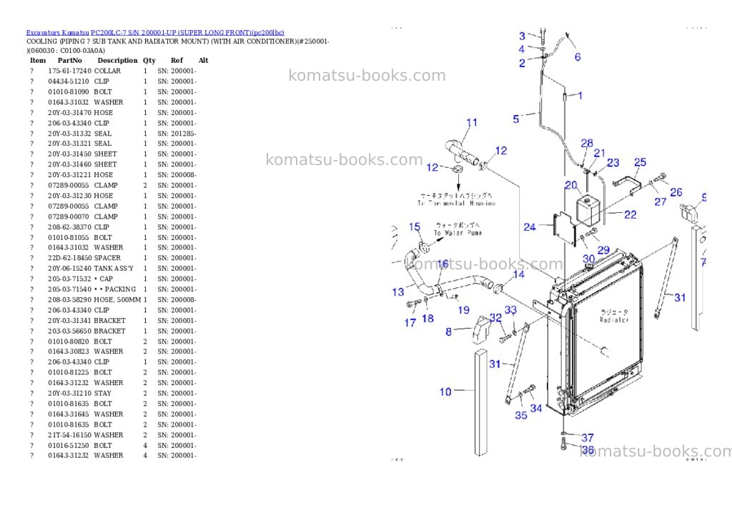 Komatsu pc200lc-7 s/n 200001-up super long front Parts catalog cover Page 8 Komatsu pc200lc-7 s/n 200001-up super long front Parts catalog cover Page 8