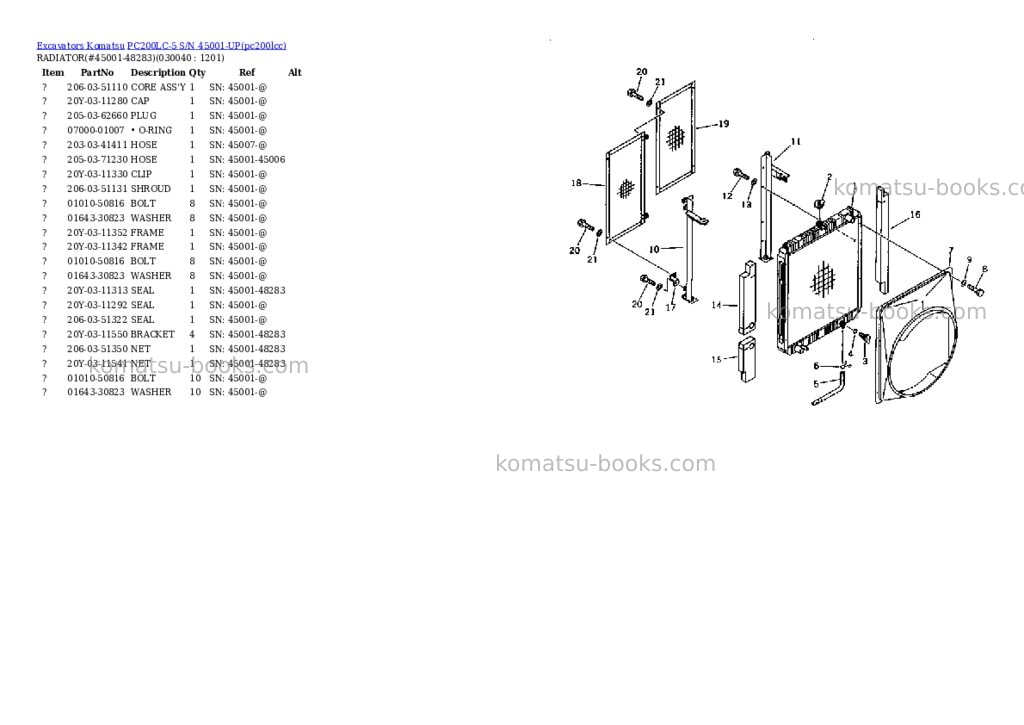 Komatsu PC200LC-5 S/N 45001-UP Parts catalog cover Page 3 Komatsu PC200LC-5 S/N 45001-UP Parts catalog cover Page 3