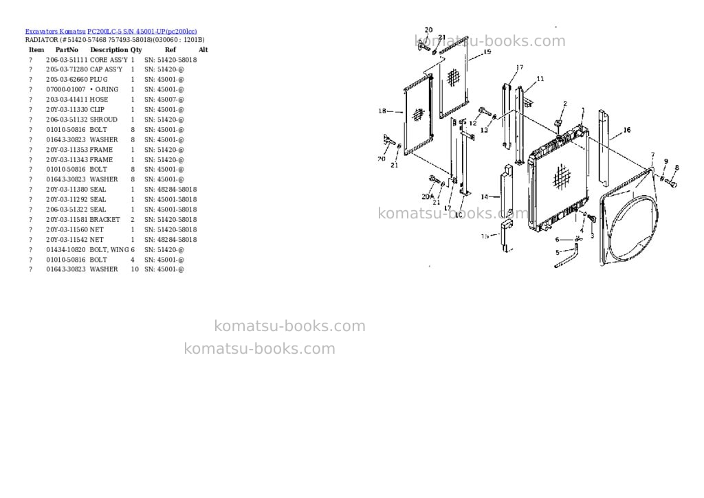 Komatsu PC200LC-5 S/N 45001-UP Parts catalog cover Page 5 Komatsu PC200LC-5 S/N 45001-UP Parts catalog cover Page 5