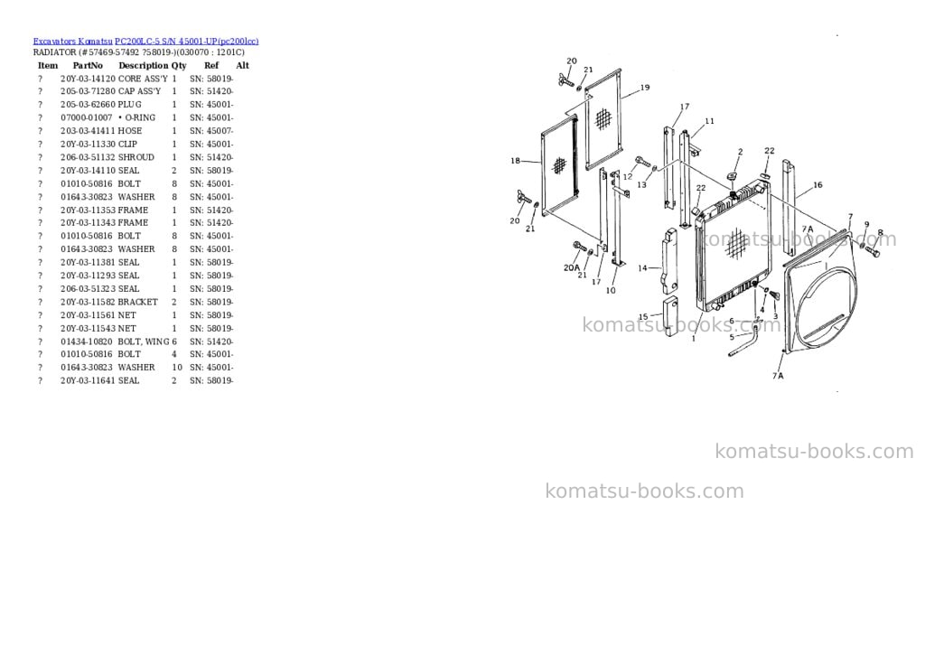 Komatsu PC200LC-5 S/N 45001-UP Parts catalog cover Page 6 Komatsu PC200LC-5 S/N 45001-UP Parts catalog cover Page 6