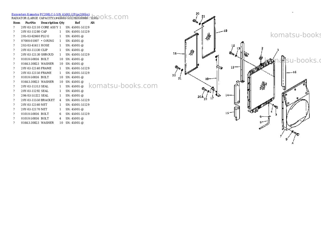 Komatsu PC200LC-5 S/N 45001-UP Parts catalog cover Page 7 Komatsu PC200LC-5 S/N 45001-UP Parts catalog cover Page 7