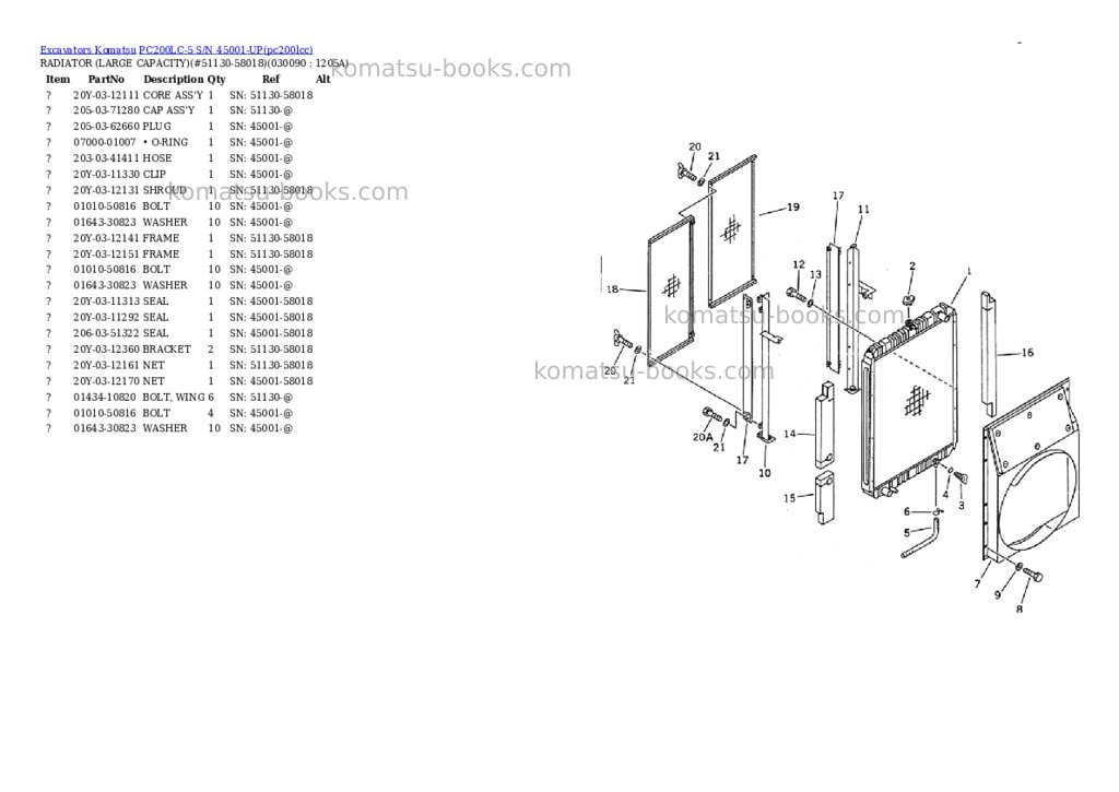 Komatsu PC200LC-5 S/N 45001-UP Parts catalog cover Page 8 Komatsu PC200LC-5 S/N 45001-UP Parts catalog cover Page 8