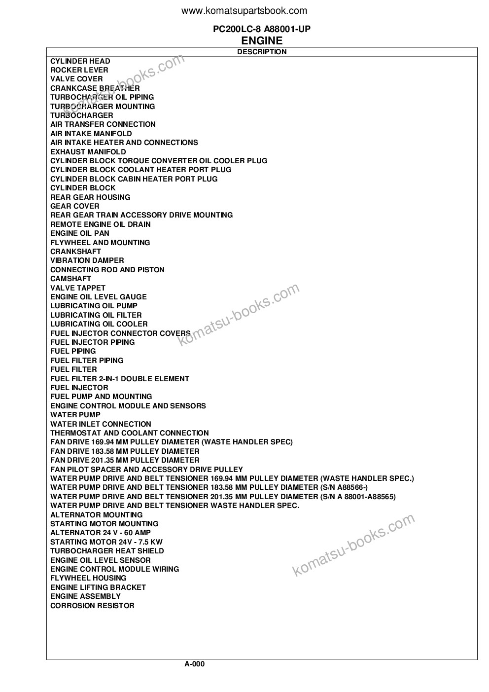 Komatsu pc200lc-8 a88001-up Parts catalog cover Page 2