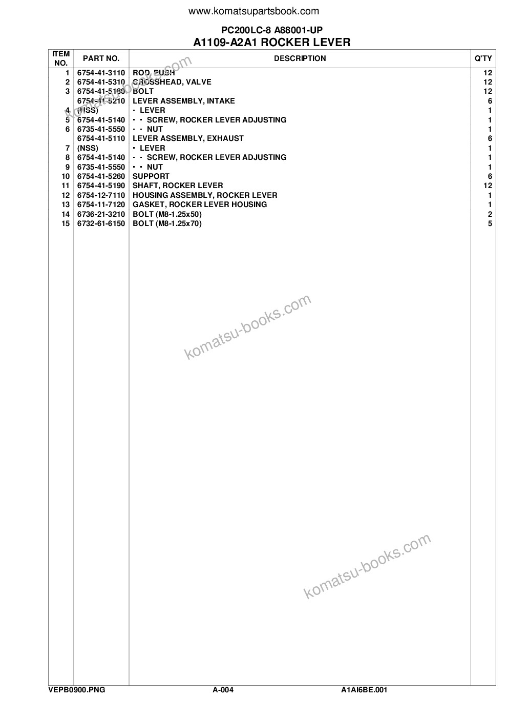 Komatsu pc200lc-8 a88001-up Parts catalog cover Page 6