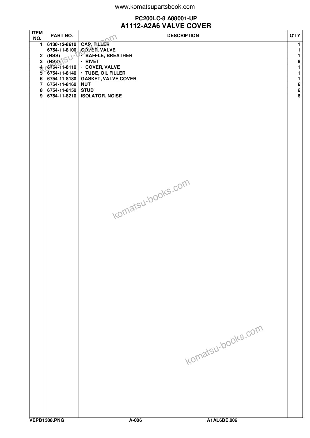Komatsu pc200lc-8 a88001-up Parts catalog cover Page 8