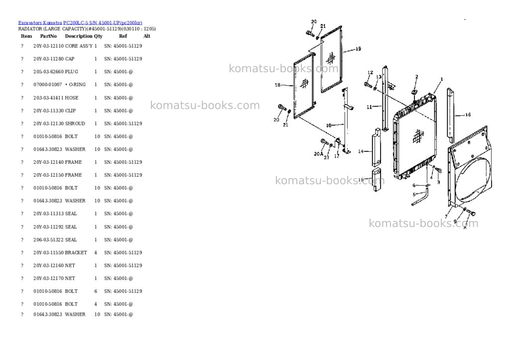 Komatsu pc200lc-5 s/n 45001-up Parts catalog cover Page 10 Komatsu pc200lc-5 s/n 45001-up Parts catalog cover Page 10